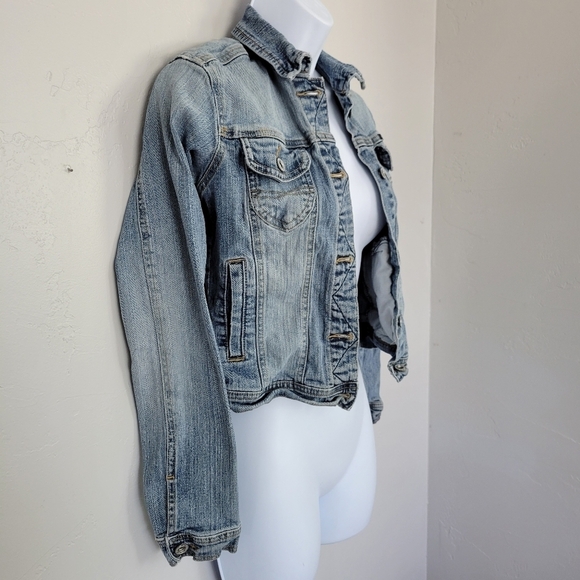 Angels Small Light Wash Denim Jean Jacket Button Up - Picture 4 of 8